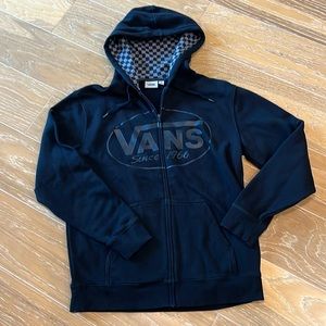 Men’s medium M Vans off the wall hoodie zip up fleece black sweatshirt